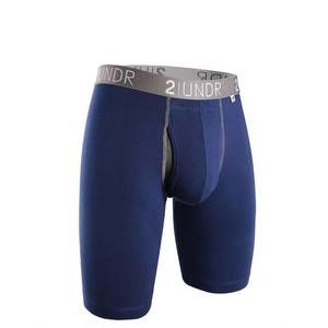 NEW 2UNDR swing shift 9" long leg boxer brief in navy/grey